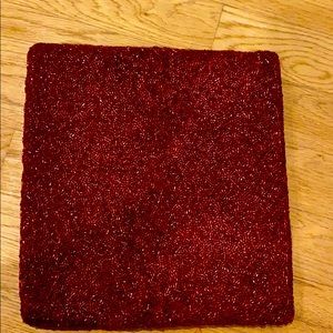 Ruby red beaded clutch